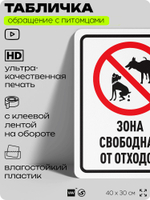 Табличка "Зона свободная от отходов" на дверь и забор, для двора, дома, подъезда, 40х30 см, Silver Plane x Айдентика Технолоджи
