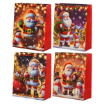 Подарочный пакет Basir, серия "Дед мороз", объемный рисунок , 26*32*12 см, ассорти