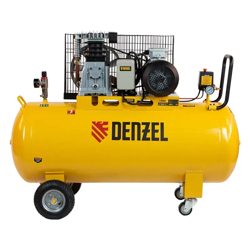 DENZEL BCI3000-T/200 компрессор воздушный 3.0 квт, ременный привод, 200 литров, 530 л/мин 58119