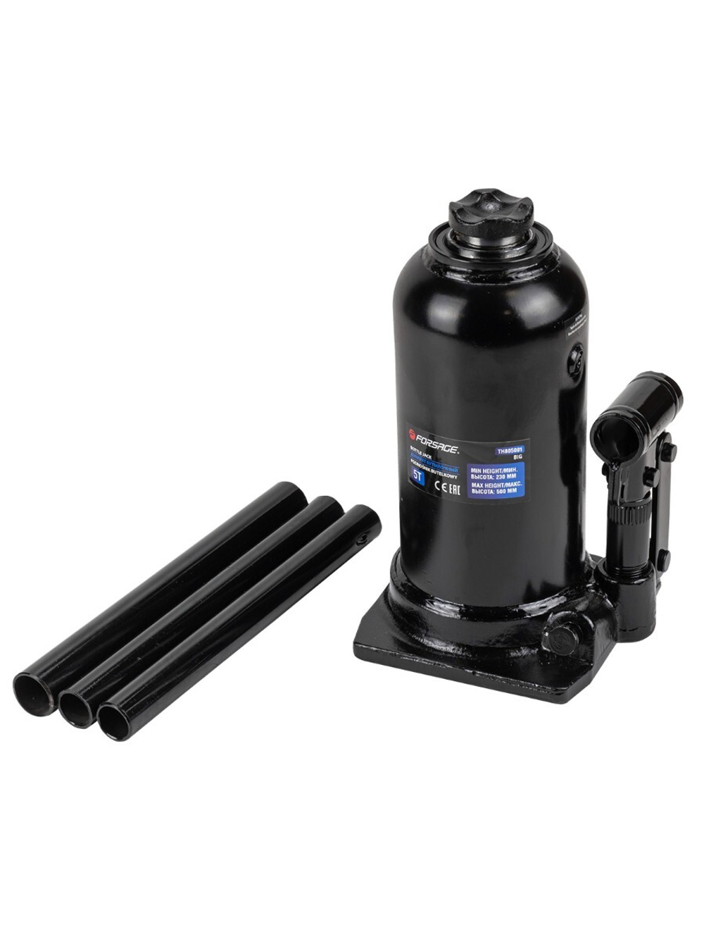 Домкрат бутылочный двухштоковый 5т (h min-230мм, h max-500мм) Forsage F-TH805001 BIG