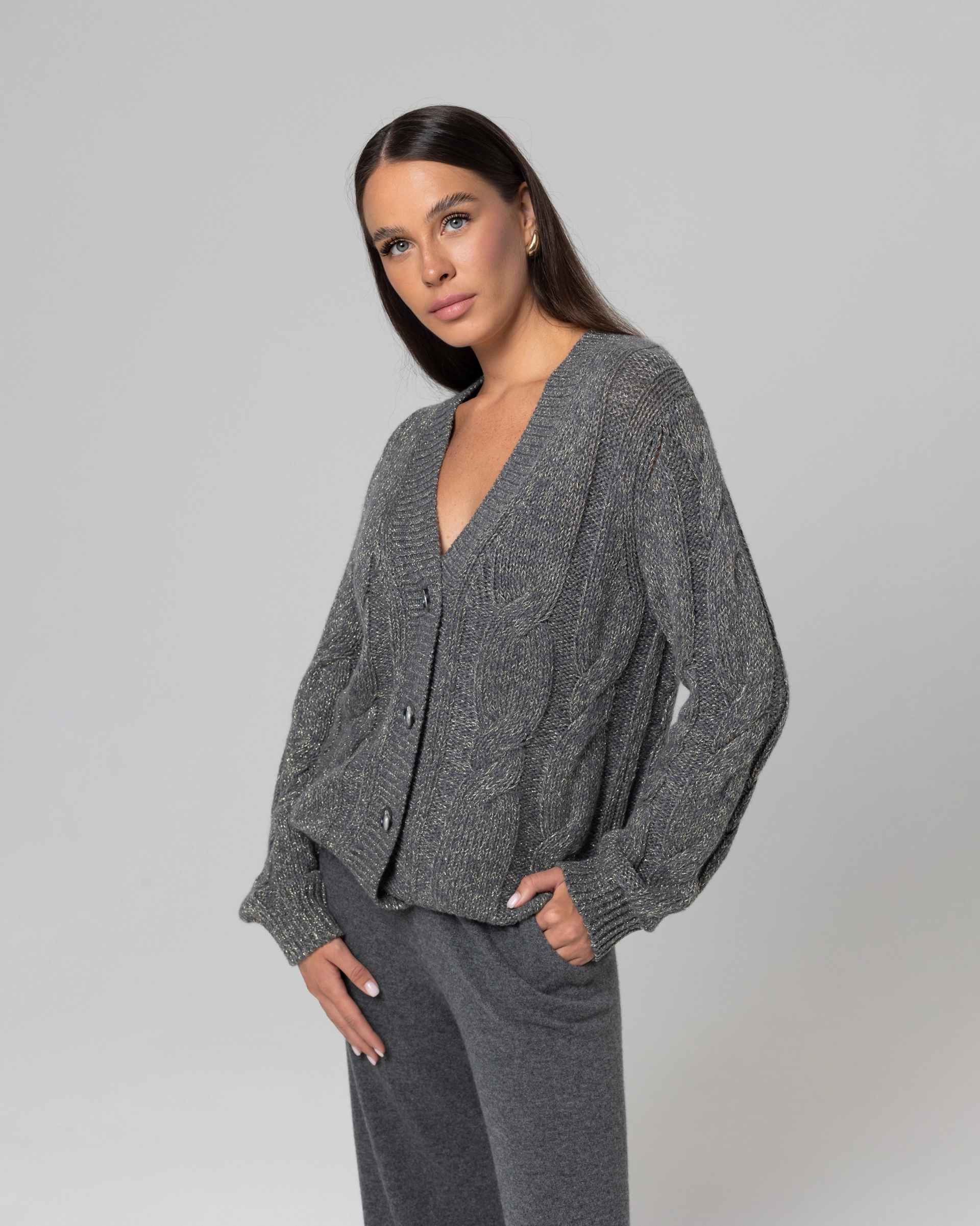 Кашемировый кардиган с люрексом