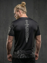 Футболка тренировочная мужская черная LEGENDA Хохлома серая