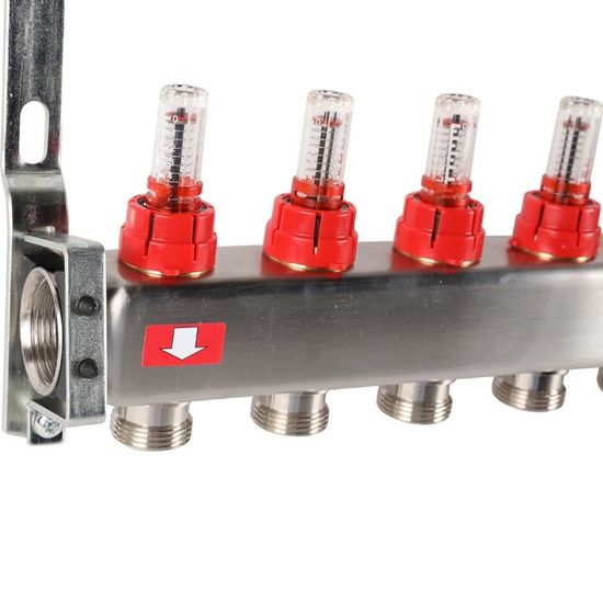 Коллектор Rommer 1"x3/4" на 12 контуров с расходомерами и запорными клапанами RMS-1201-000012