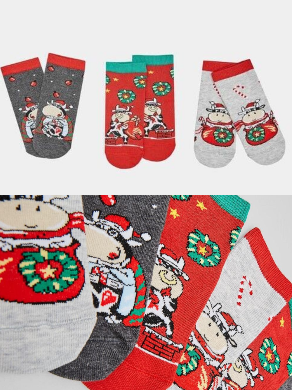 430A-1436 НОСКИ ДЕТСКИЕ (3 пары) т.серый меланж /т.красный /св.серый меланж (22)