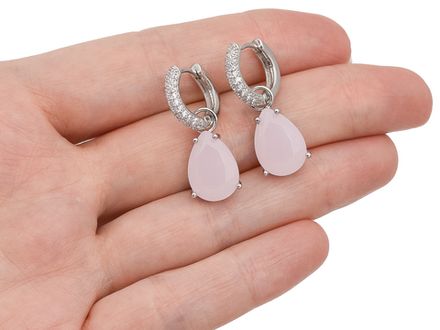 Серьги-кольца "Винтаж. Капли" 29мм, с розовым кристаллом