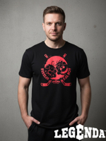 Футболка спортивная хлопковая мужская черная LEGENDA Хоккеисты красные