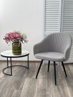 Стул М-City DISAUR Авиор (Avior) поворотный на поворотный на 360 градусов, B22 Серый, Велюр, Черный каркас