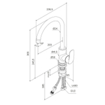 Смеситель для кухни 35к Milardo RORSBFJM05 "Rora" с вых. для пит. фильтра, выс. пов. излив, ХРОМ