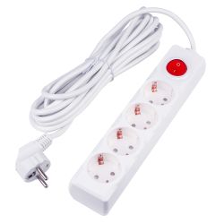 S-GCU4-5B WHITE Удлинитель серии Ultra. шнур 5м.. 4 гнезда. 16A. с-з. Белый. TM Uniel