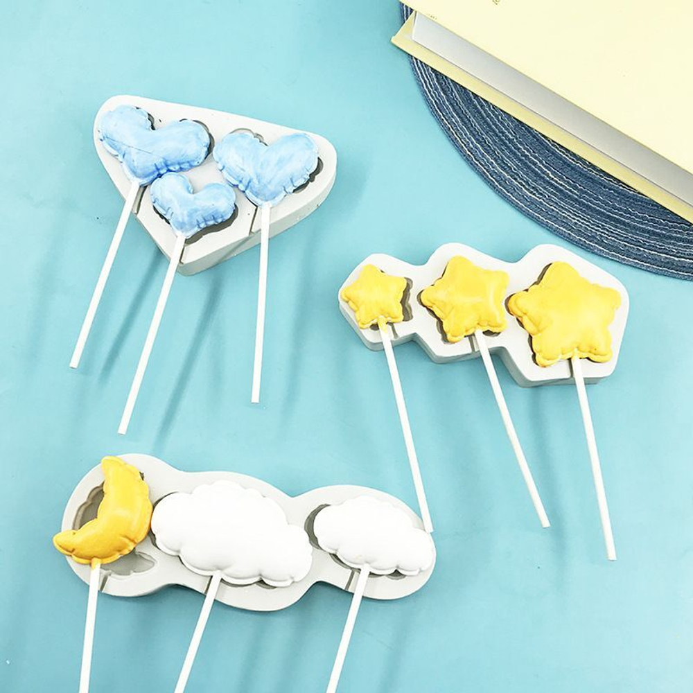 Силиконовая форма для леденцов «Звезды-Воздушные шары»