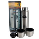 Термос &quot;Биосталь&quot; с узкой горловиной и пробкой с кнопкой, 2 чашки, 0,75 л/12/