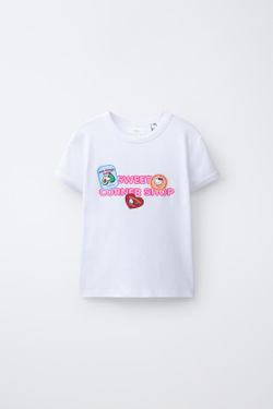 ZARA ФУТБОЛКА СТИКЕРЫ HELLO KITTY ©, БЕЛЫЙ