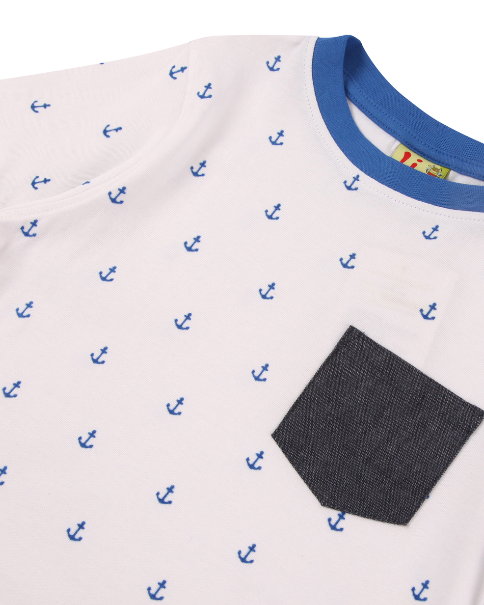 Футболка детская Little Beetle (якоря, белый)