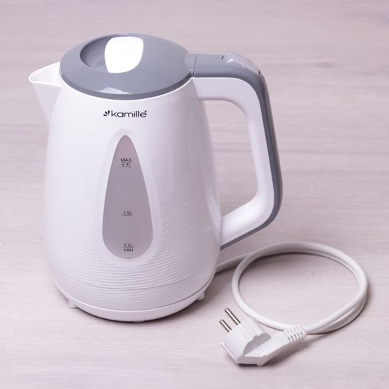 Чайник 1.7 л электрический пластик белый с серым Kamille KM 1716A