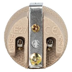 Патрон ЭРА Е27 керамический белый с держателем | Патроны, переходники, ПРА