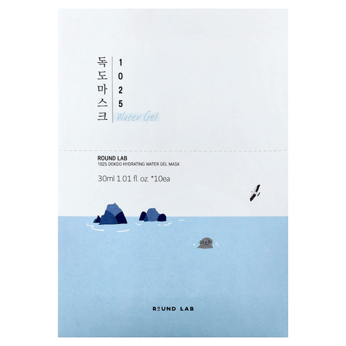 Round Lab, 1025 Dokdo Hydrating Water Gel Beauty Mask, 10 шт., 30 мл (1,01 жидк. Унции)