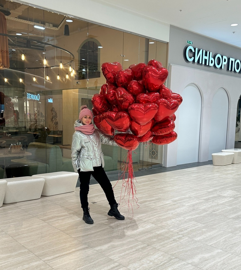 Охапка шаров сердец 35 шт №2692