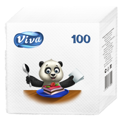 Салфетки бумаж.  "Белые" без рис, Вива 24*24 100/48