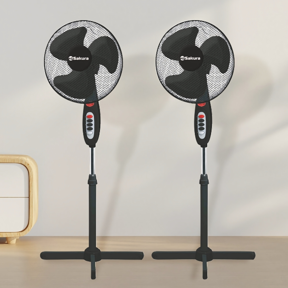 Вентилятор (набор 2шт) напольный SA-12BK (черный с серым)