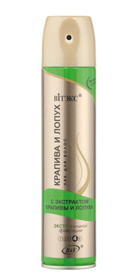 Лак для волос с экстрактами крапивы и лопуха экстрасильной фиксации 300мл. ВИТЭКС