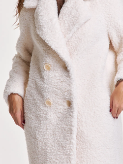 Шуба чебурашка тедди, белая, Северина