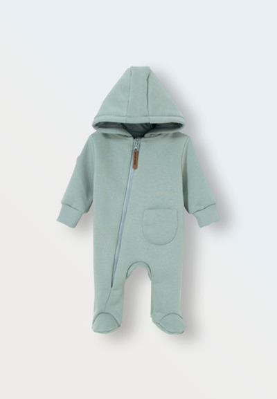 Комбинезон из футера утепленный (светлый ментол)