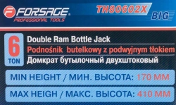 Домкрат бутылочный двухштоковый 6т Forsage F-TH80602X BIG