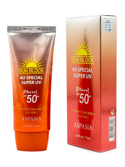 Aspasia 4U Sun Block UV Special Super SPF 50+/Pa+++ Крем для лица солнцезащитный специальный, 70 мл
