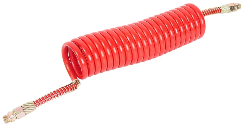 Шланг пневмо витой с пружиной штуцер М16 красный