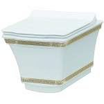 Подвесной унитаз с декором Gold Boheme Hermitage 951-G белый/золото