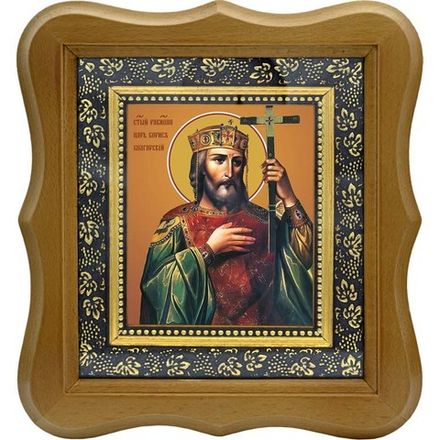 Борис (в Крещении Михаил) Болгарский, равноапостольный царь. Икона на холсте.
