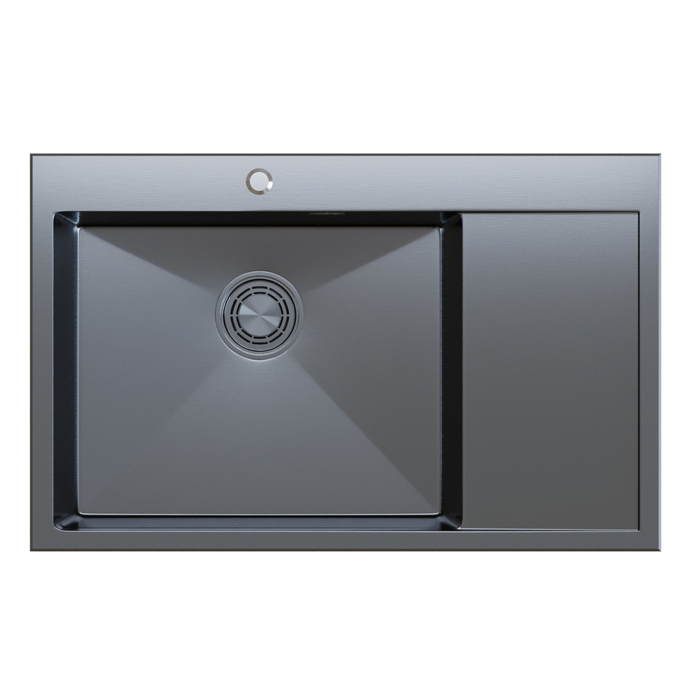 Мойка настол.монтаж 78х50 (3,0) лев. вып 3 1/2  MIXLINE PRO с ФАСКОЙ 20см с сифоном (черный графит)