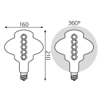 Лампа Gauss LED Filament BD160 8W Е27 330lm 2400К  gray flexible 162802008