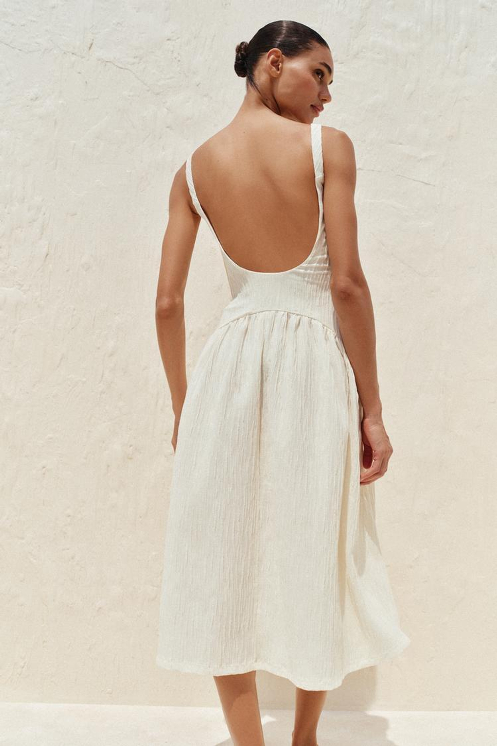 ZARA ПЛАТЬЕ НА БРЕТЕЛЯХ, ЭКРЮ