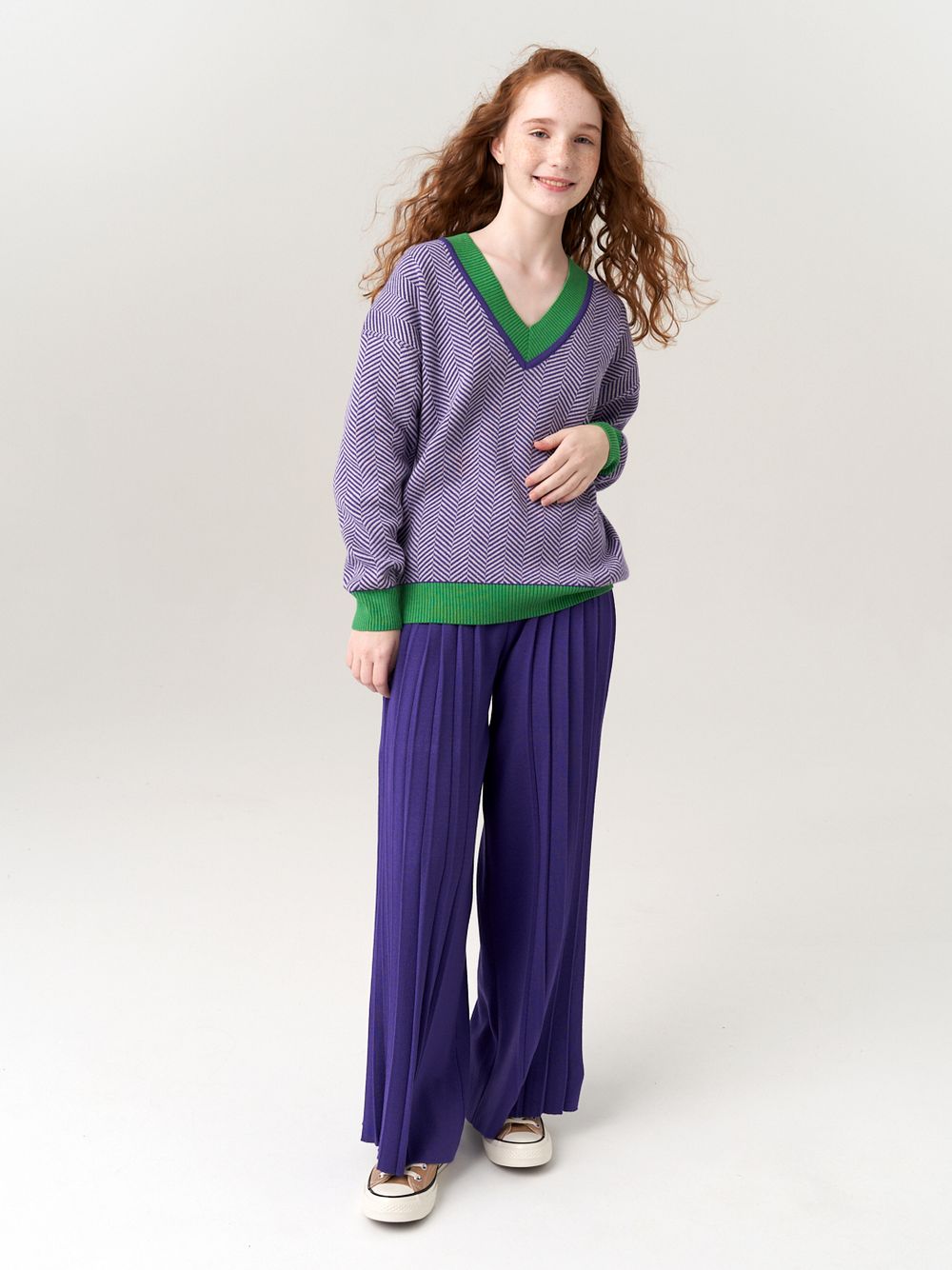 Джемпер для девочки AT954 сиренево-зеленый