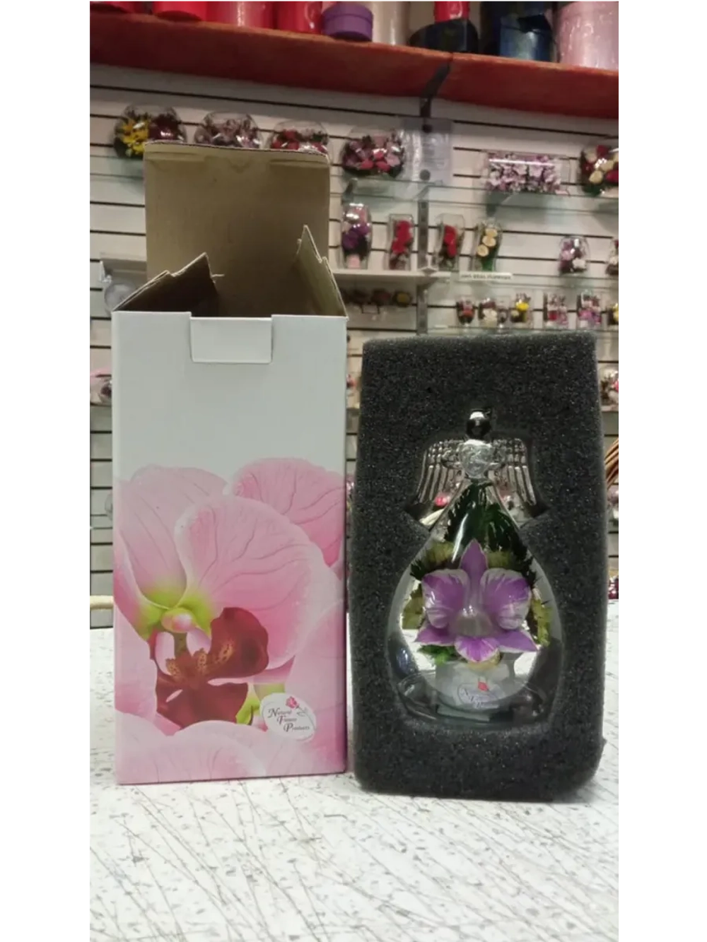 натуральная орхидея в стеклянном ангеле, вакуум 04.10