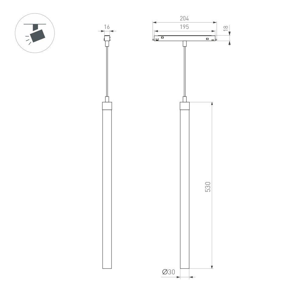Светильник MAG-ORIENT-TUBE-HANG-L500-7W Day4000 (BK, 360 deg, 48V) (Arlight, IP20 Металл, 3 года) 041595