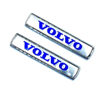 Шильд Volvo объемный металлический (наклейка Вольво, 7,5х1,5см). 2 шт в комплекте. Серебряный цвет с синей надписью