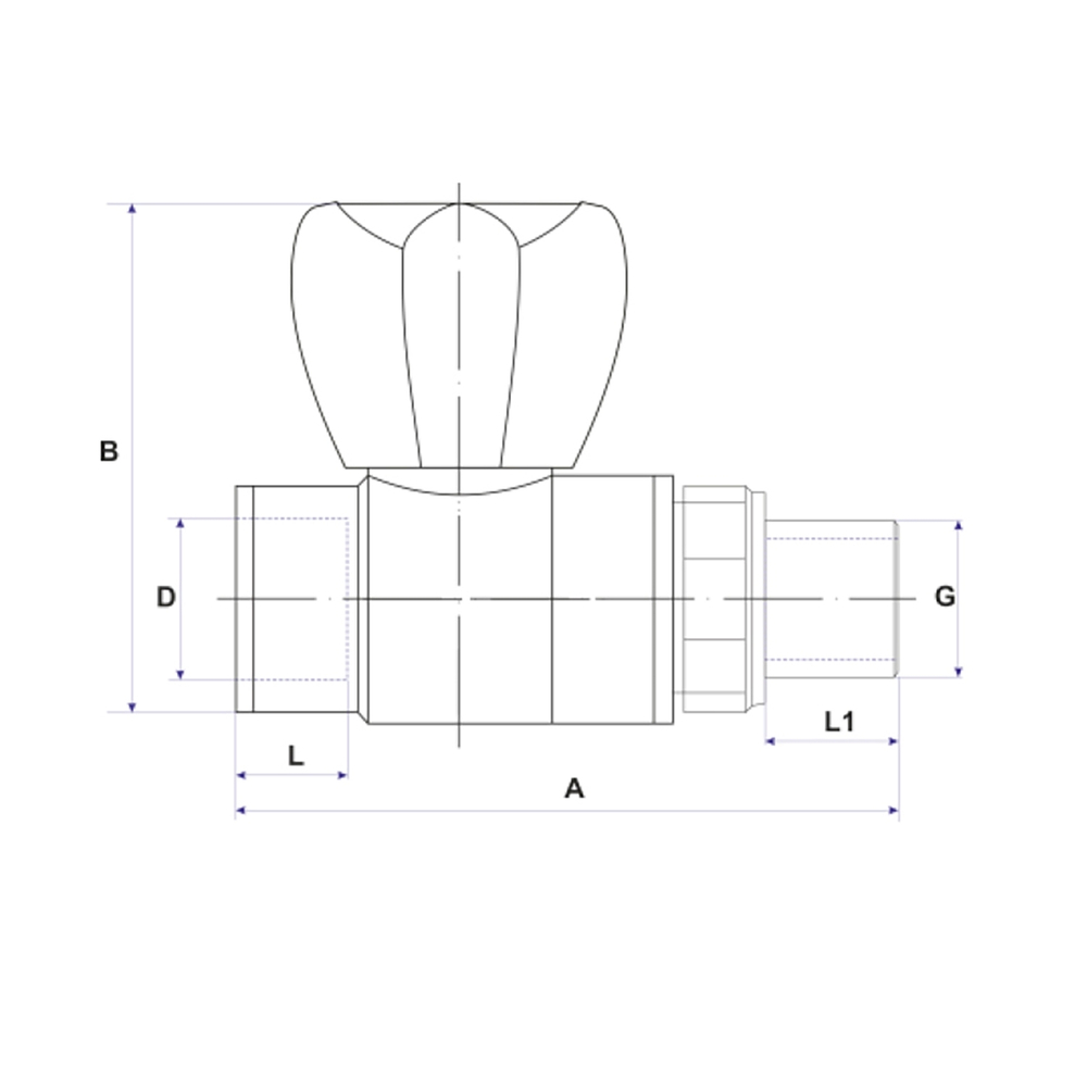 Кран американка шар 25-3/4'' прямой EVER® plast  СЕРЫЙ (Россия)