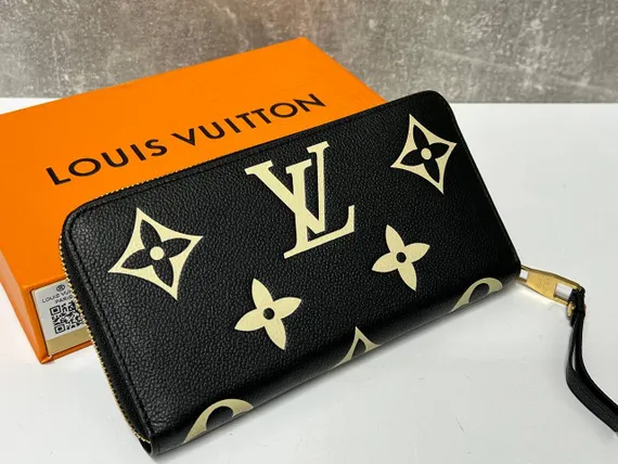 Кошелек женский Louis Vuitton Zippy черный/бежевый