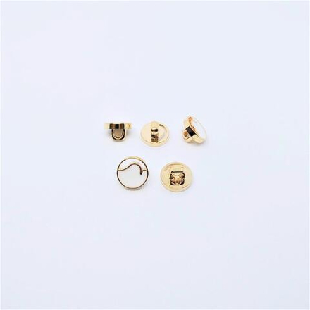 Пуговицы №27/27, на ножке, 10мм, цв.белый/золото (LA X-43)