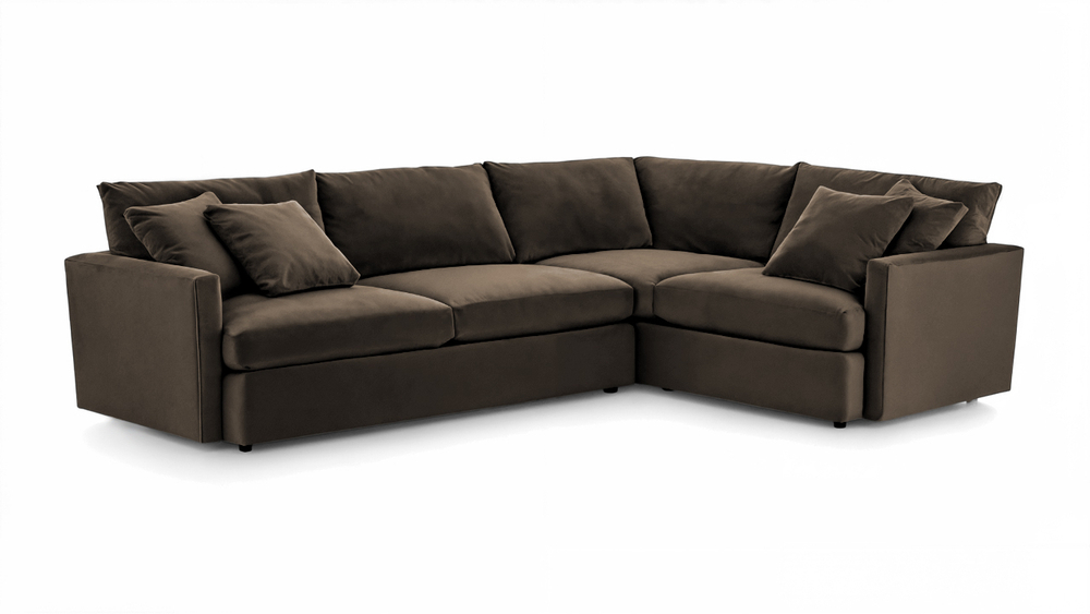 Угловой диван Стелф ЭКО Velutto 24 290*185*90 см, коричневый Велютто Еврокнижка Фиеста