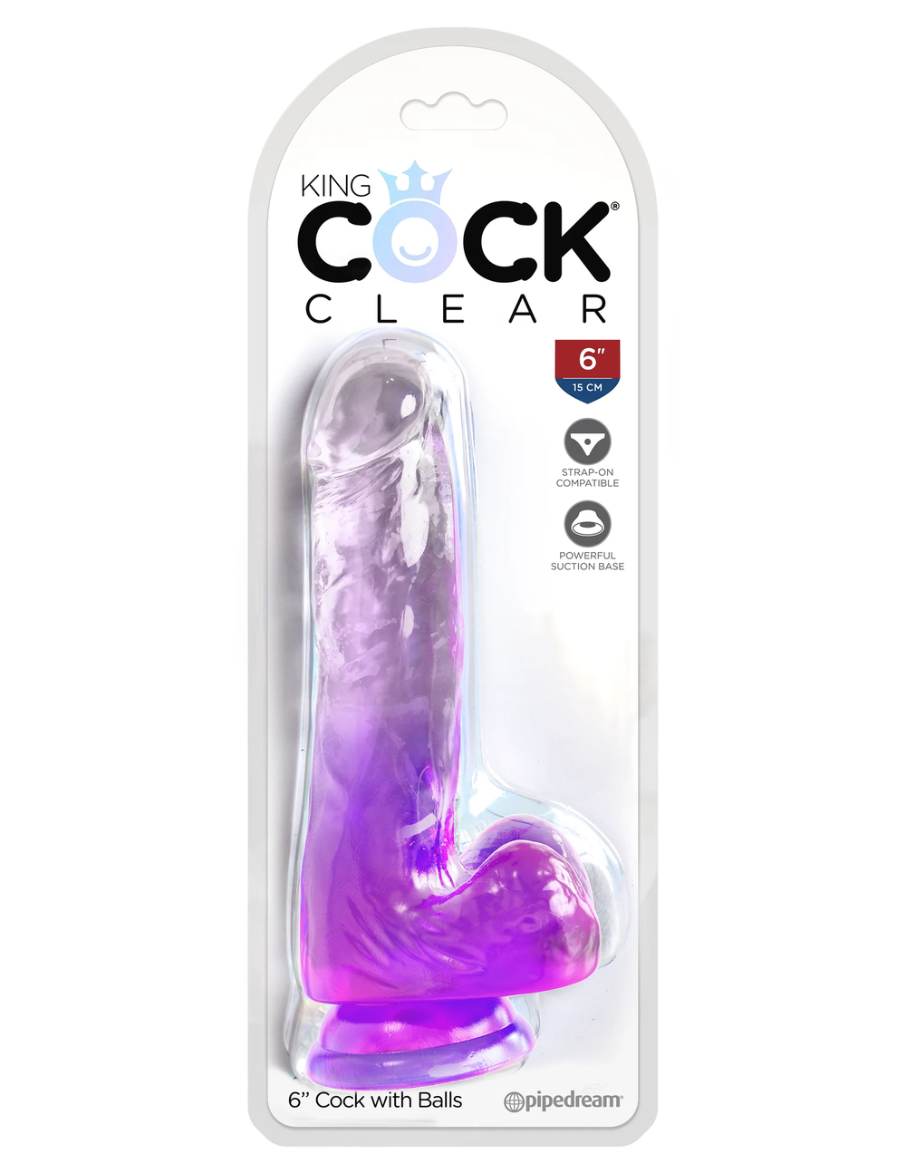 Фаллоимитатор на присоске King Cock Clear 6, фиолетовый