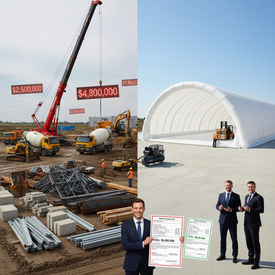 Склад для бизнеса: строительство с нуля или надувной ангар — что выгоднее