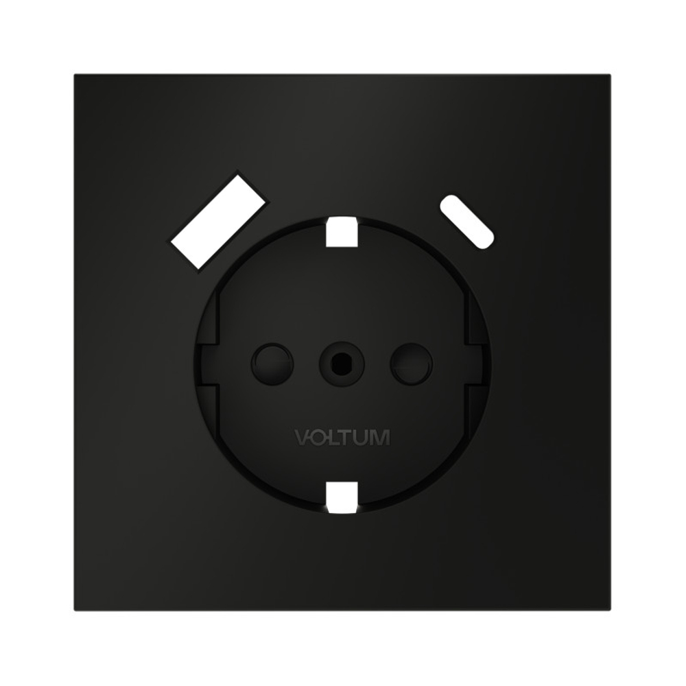 Накладка для розетки с заземлением и защитными шторками, с USB A+C, S70 (черный матовый)