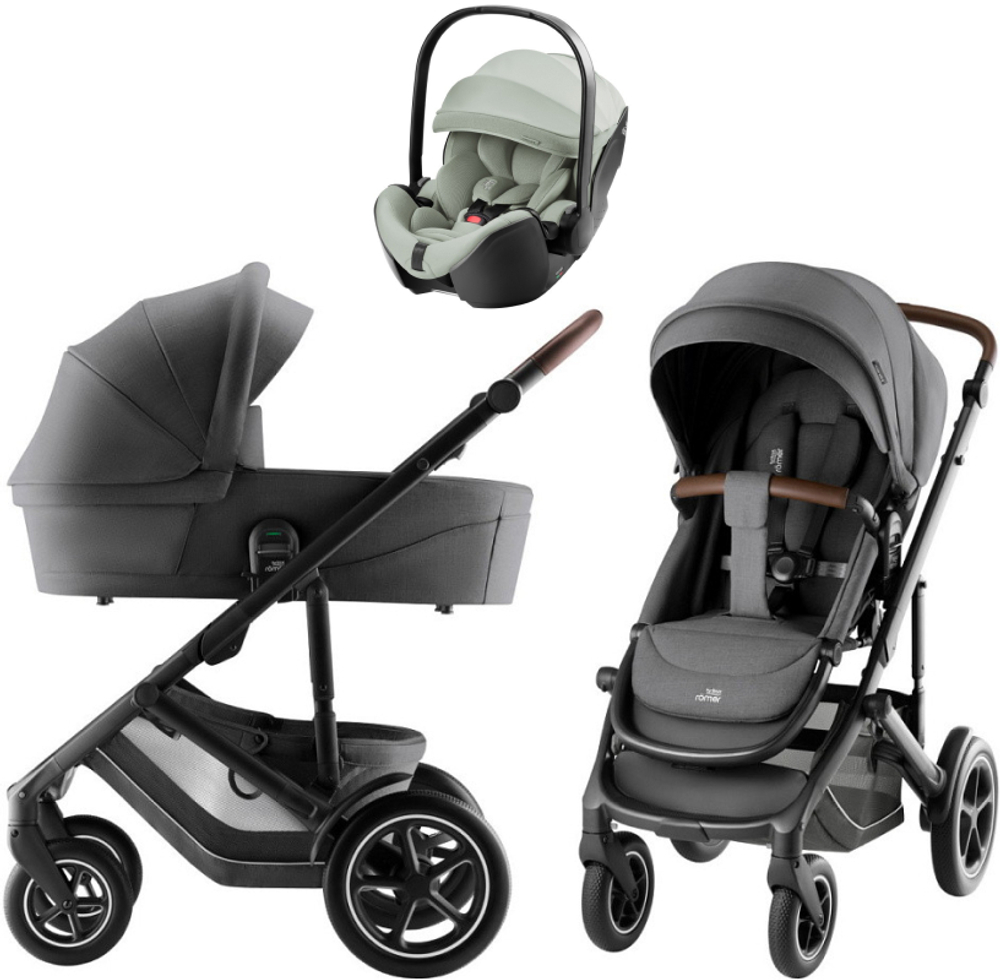 Коляска 3 в 1 Britax Roemer Smile 5Z Style и автокресло Baby-Safe Pro Style Sage green Mineral Grey