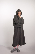 Юбка-трапеция из плюшевой ткани, графит
