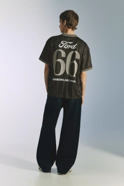 PULL&BEAR Футболка с символикой команды Ford, военно-морской