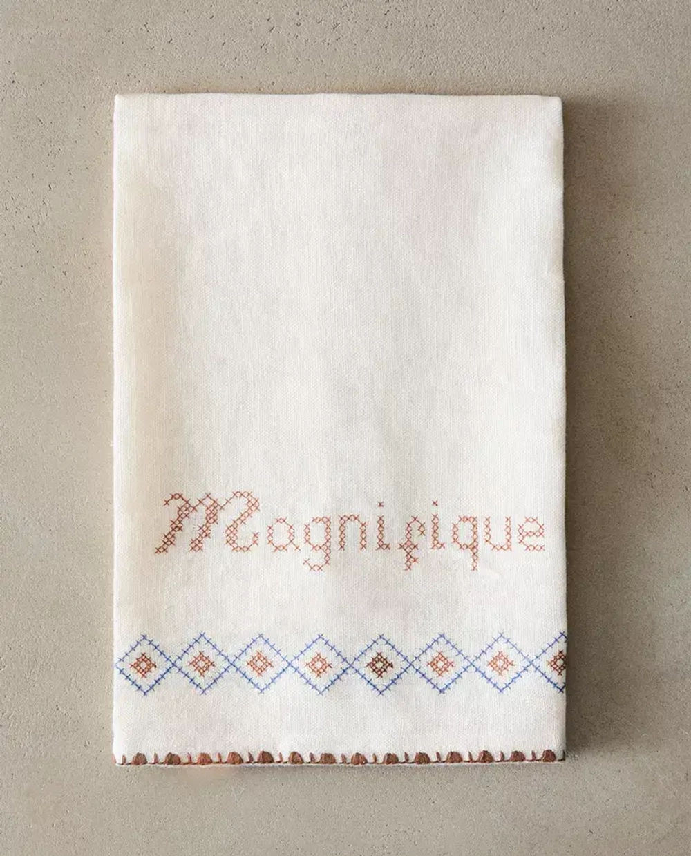 ZARA HOME КУХОННОЕ ПОЛОТЕНЦЕ ИЗ ХЛОПКА С ВЫШИВКОЙ, КОРИЧНЕВЫЙ