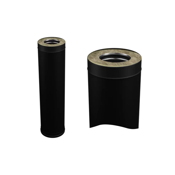 Дымоход Ferrum DN115*200 сэндвич 1000мм 0,8/430 черная эмаль 37205